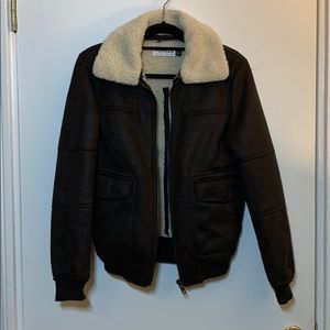 Topman faux leather aviator jacket